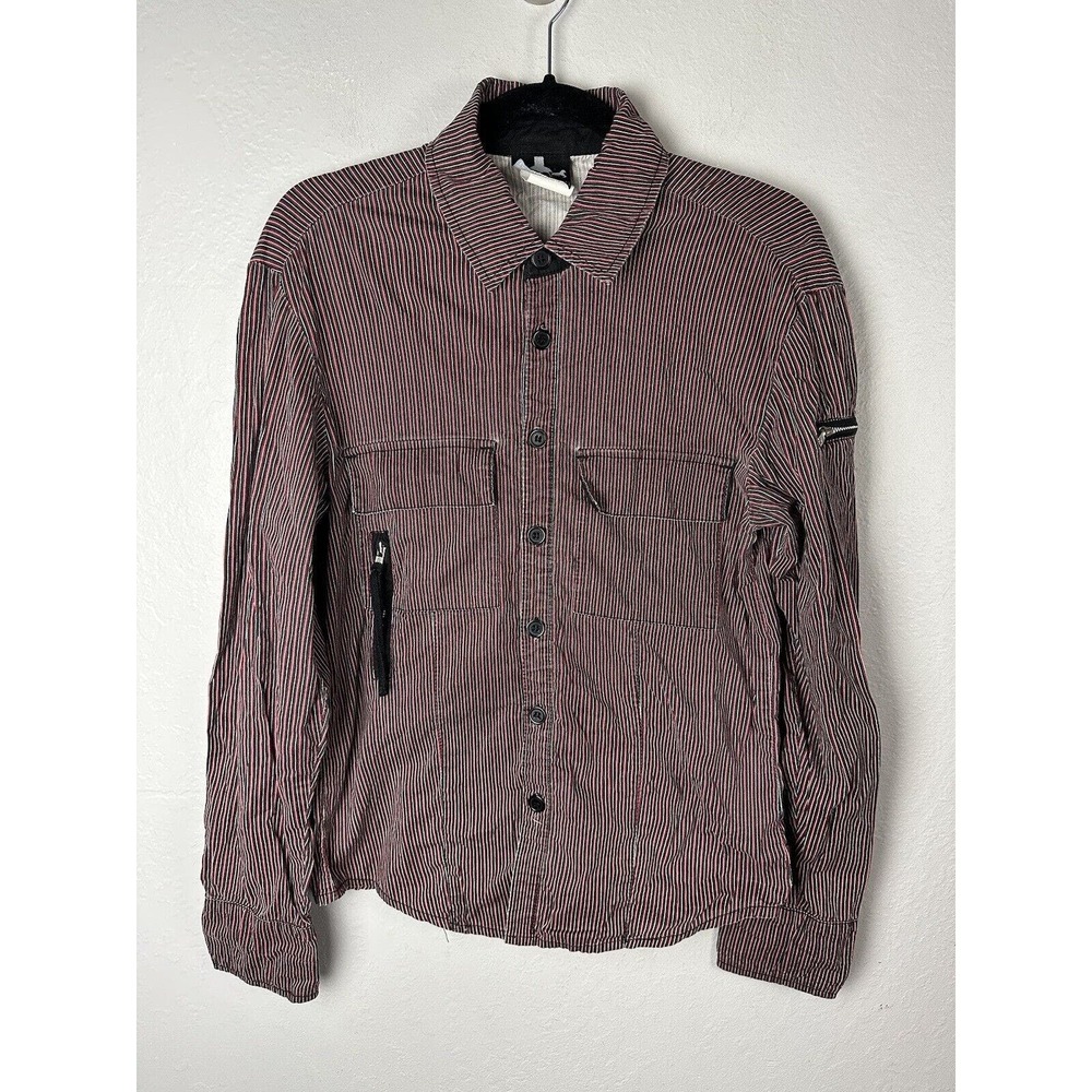Vintage Lip Service Mens Mall Goth Red Striped Button Shirt Size XS